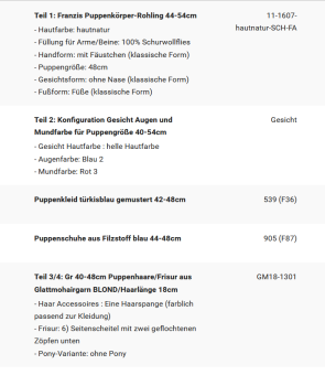 WUNSCHPUPPE für Bestellung 202500299