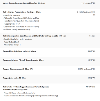 WUNSCHPUPPE für Bestellung 202500315