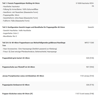 WUNSCHPUPPE für Bestellung 202500316