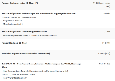 WUNSCHPUPPE für Bestellung 202500331