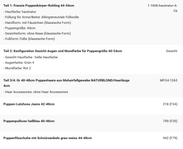 WUNSCHPUPPE für Bestellung 202500379