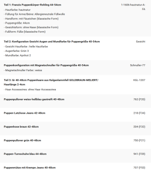 WUNSCHPUPPE für Bestellung 202500408