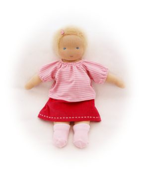 Puppen-Shirtbluse rosé gestreift  28-30cm