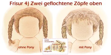 Teil 3/4: Gr 40-48cm Puppenhaare/Frisur aus Glattmohairgarn KASTANIENBRAUN/Haarlänge 18cm