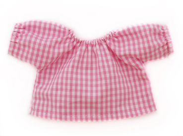Puppenbluse rosé kariert  28-30cm