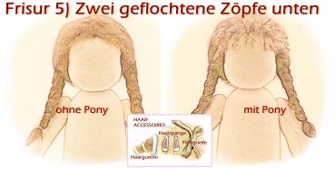 Teil 3/4: Gr 40-48cm Puppenhaare/Frisur aus Glattmohairgarn GINGER/Haarlänge 18cm