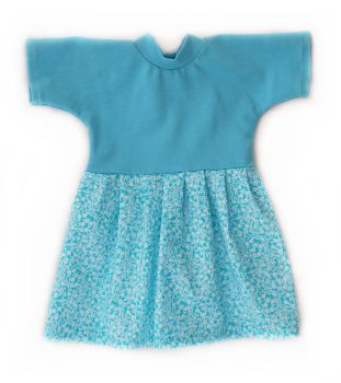 Puppenkleid türkis geblümt 42-48cm