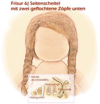 Teil 3/4: Gr 54cm Puppenhaare/Frisur aus Glattmohairgarn GINGER/Haarlänge 18cm