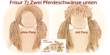 Teil 3/4: Gr 40-48cm Puppenhaare/Frisur aus Glattmohairgarn KASTANIENBRAUN/Haarlänge 18cm