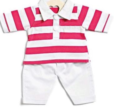 Puppen-Zweiteiler rot-weiss gestreift 42-48cm (IF)