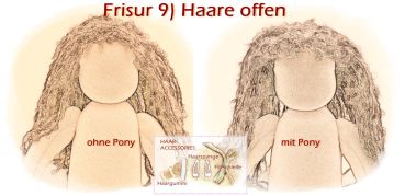 Teil 3/4: Gr 54cm Puppenhaare/Frisur aus Lockenmohairgarn KASTANIENROT/Haarlänge 18cm