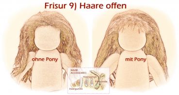 Teil 3/4: Gr 40-48cm Puppenhaare/Frisur aus Glattmohairgarn GINGER/Haarlänge 18cm