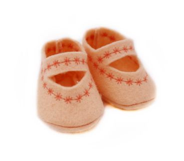 Puppenschuhe aus Filzstoff zartlachs 44-48cm