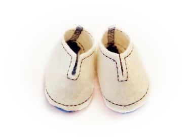 Puppenfilzschuhe  weiss-blau 44-48cm