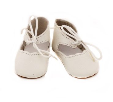 Puppen-Ledersandalen weiss 44cm