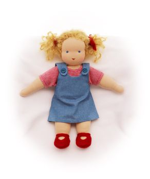 Puppenkleidchen Jeans mit Knöpfen 28-30cm