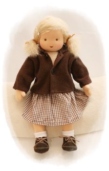 Puppen-Kapuzenjacke braun 42-48cm