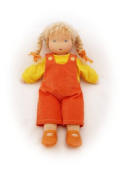 Puppen-Latzhose Kord orange 38-42cm