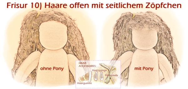 Teil 3/4: Gr 54cm Puppenhaare/Frisur aus Lockenmohairgarn KASTANIENROT/Haarlänge 18cm