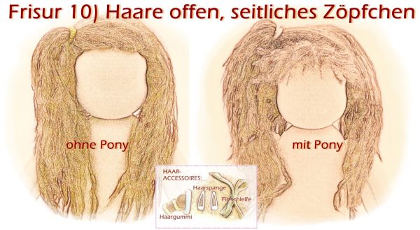 Teil 3/4: Gr 40-48cm Puppenhaare/Frisur aus Glattmohairgarn KASTANIENBRAUN/Haarlänge 18cm