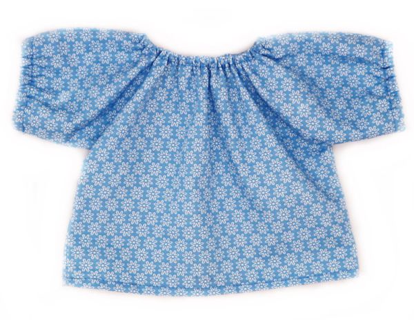 Puppenbluse hellblau geblümt 40-48cm