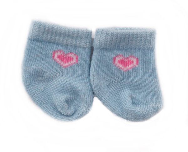 Puppen-Söckchen hellblau mit Herz 28-40cm (IF)