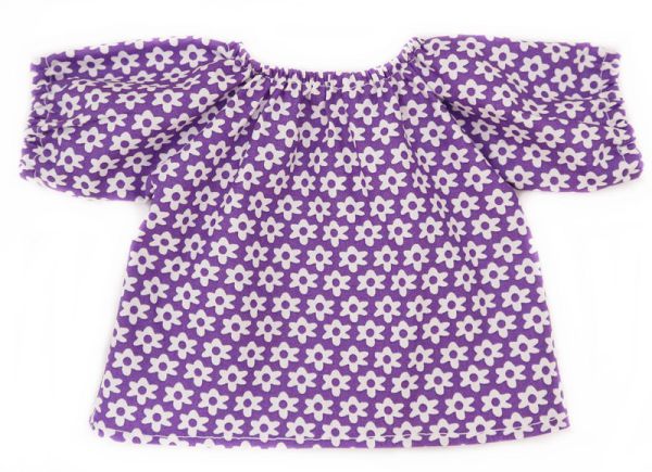 Puppenbluse lila weiße Blümchen 40-48cm