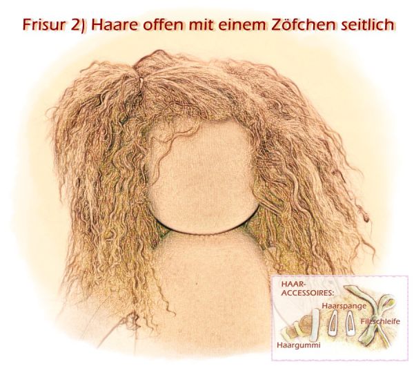 Teil 3/4: Gr 54cm Puppenhaare/Frisur aus Tibetlammfell SCHWARZ/gemischte Haarlänge 9-12cm