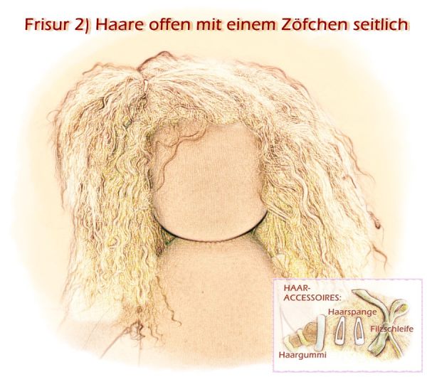 Teil 3/4: Gr 40-48cm Puppenhaare/Frisur aus Tibetlammfell GOLDBRAUN/gemischte Haarlänge 9-12cm