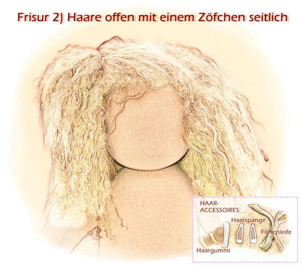 Teil 3/4: Gr 40-48cm Puppenhaare/Frisur aus Tibetlammfell HELLBLOND/gemischte Haarlänge 9-12cm