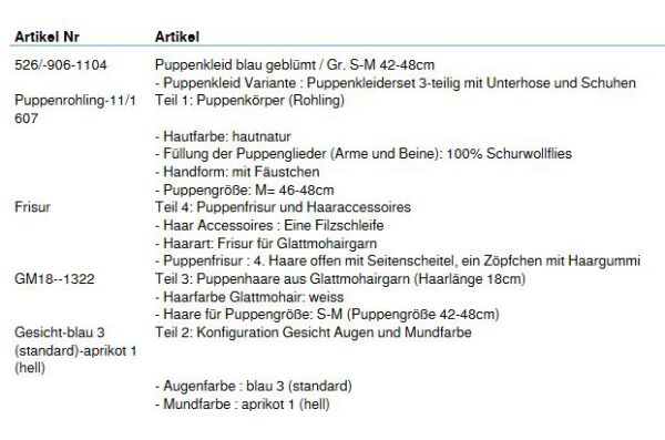 Wunschpuppe für Bestellung 201610278