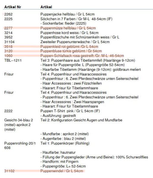 Wunschpuppe für Bestellung 201610334