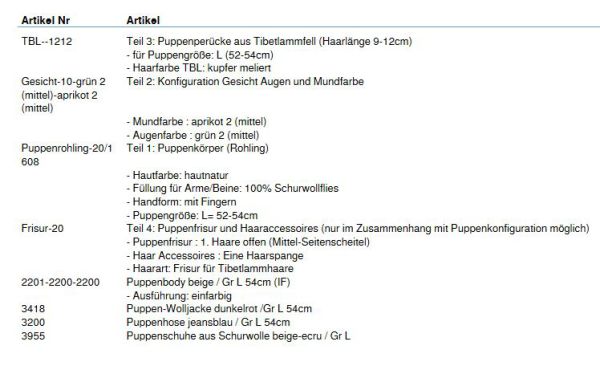 Wunschpuppe für Bestellung 201610425