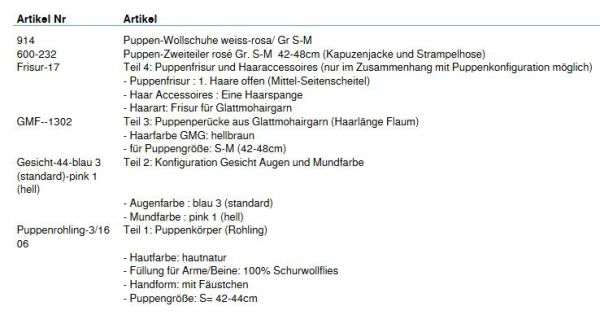 Wunschpuppe für Bestellung 201610442