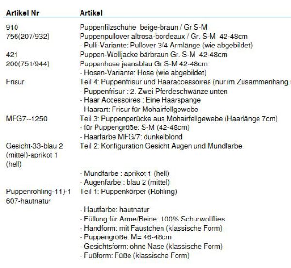 Wunschpuppe für Bestellung 201710383