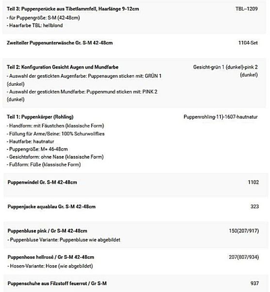 Wunschpuppe für Bestellung 201710498