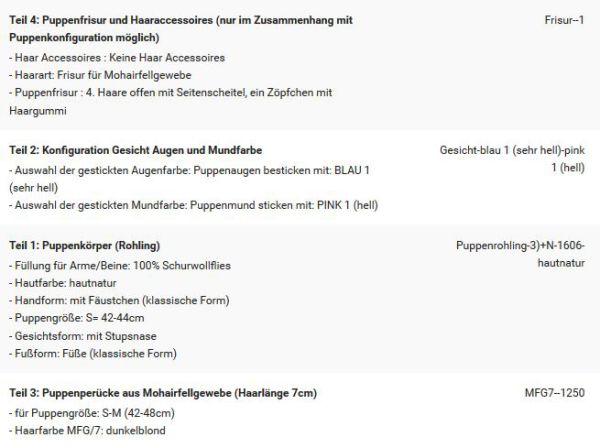 Wunschpuppe für Bestellung 201710524