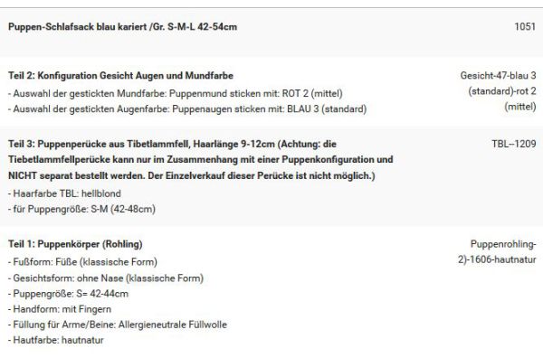 Wunschpuppe für Bestellung 201710587