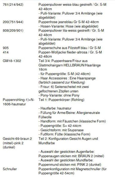 Wunschpuppe für Bestellung 201800102