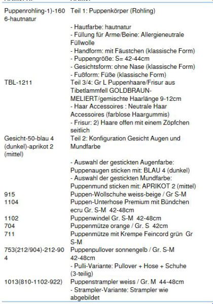 WUNSCHPUPPE für Bestellung 201800210