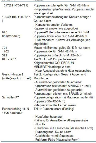 WUNSCHPUPPE für Bestellung 201800238