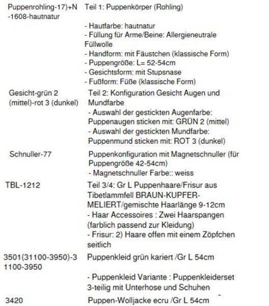 WUNSCHPUPPE für Bestellung 201800357