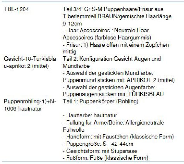 WUNSCHPUPPE für Bestellung 201800359