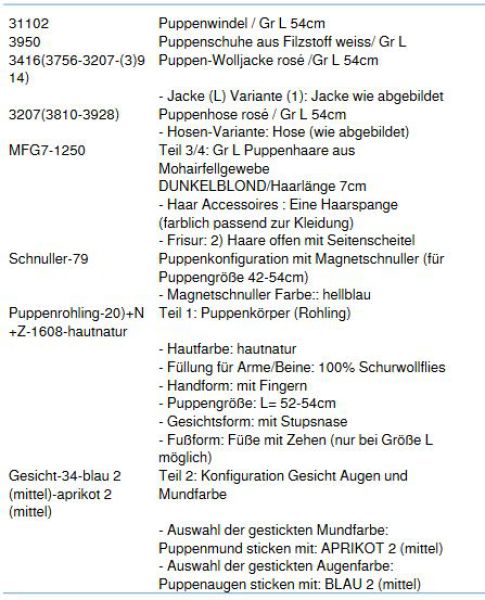 WUNSCHPUPPE für Bestellung 201800404
