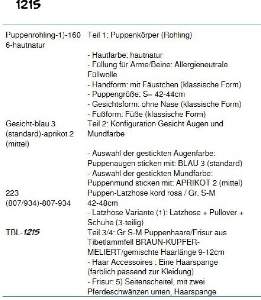 WUNSCHPUPPE für Bestellung 201800483