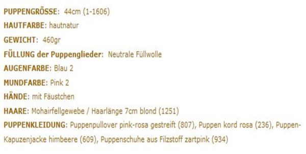 WUNSCHPUPPE für Bestellung 201800631