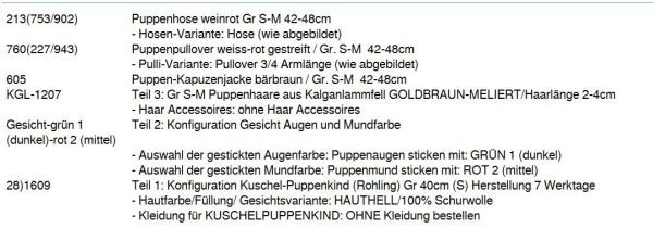 WUNSCHPUPPE für Bestellung 201900005