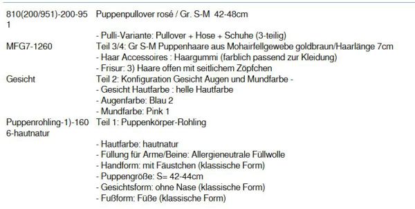 WUNSCHPUPPE für Bestellung 201900029