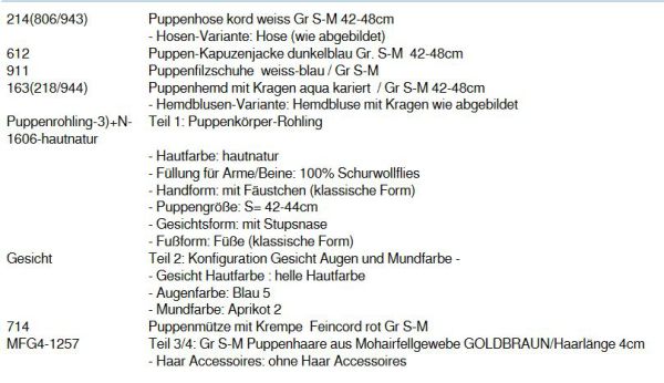 WUNSCHPUPPE für Bestellung 201900054