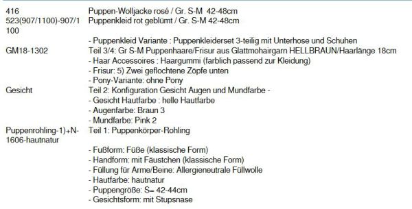 WUNSCHPUPPE für Bestellung 201900067